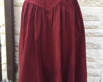 High Waisted Full Circle skirt in Red