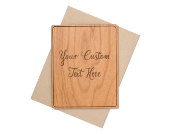 Custom Wood Card for Him, for Her with Personalized Message. Make Your Own Greeting Card