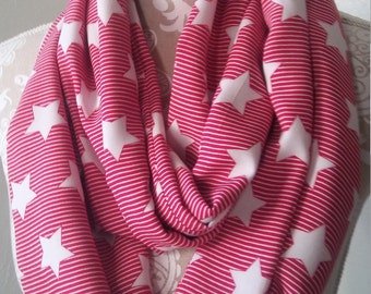 Infinity scarves for women red and white stripes