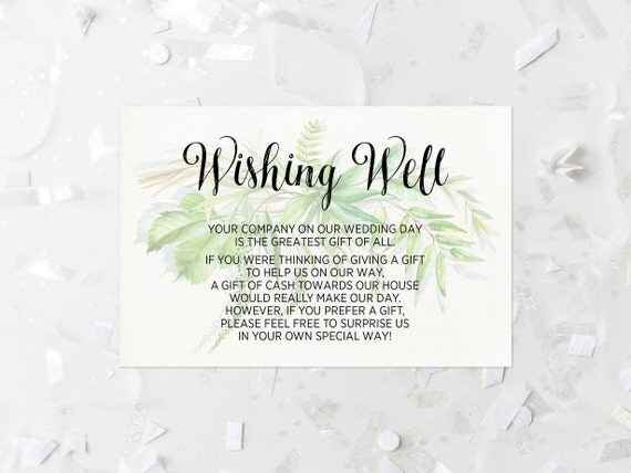 Woodland Wishing Well Card Printable Greenery Wishing Well