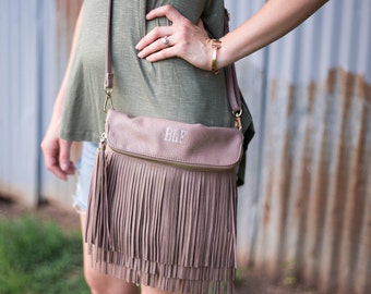 Monogrammed Crossbody Fringe Purse | Fringe Clutch | Fringe Purse | Monogram Crossbody | Crossbody Clutch | Faux Leather Fringe Bag | Austin