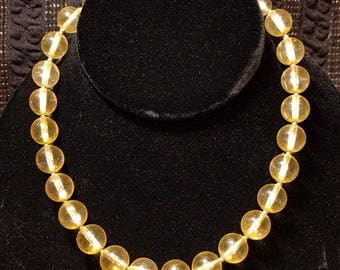 Vintage Yellow Plastic Bead Necklace