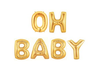 Oh Baby Balloon, Gold Letter Balloon