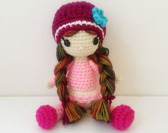 Crochet Doll / Amigurumi Stuffed Girl Doll Toy / Ruby / In Stock