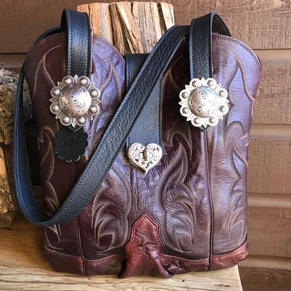 COWBOY BOOT PURSE Handbag Conchos Boot Top Repurposed