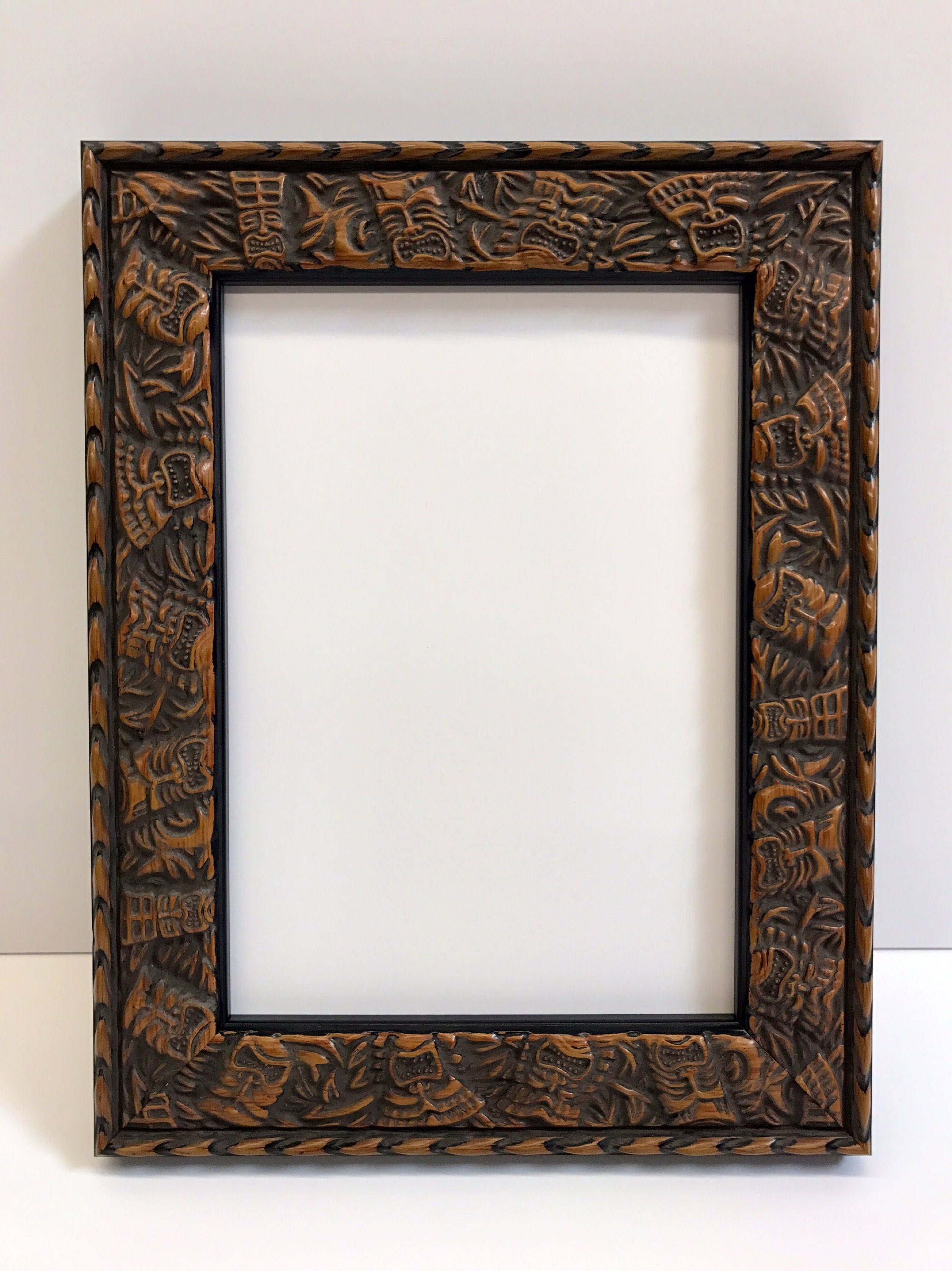 Hawaii Tiki Picture Frame Brown 4x6, 5x7, 8x10, 11x14, 16x20, 18x24