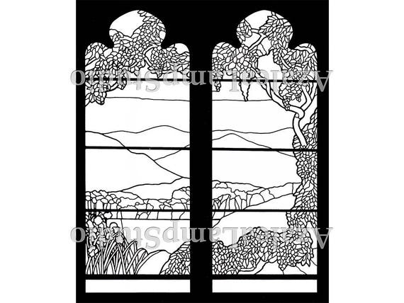 Art Nouveau Print, Stained Glass Patterns, Pattern Designs, Pattern Pdf, Tree SVG, Coloring Pages, Pattern Svg, Pattern Print, Tree Print