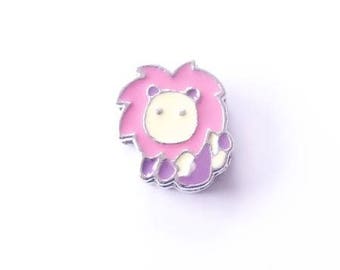 Pearl Pink, purple, yellow lion for leather bracelet