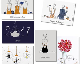 Lot six jolies cartes de Fête