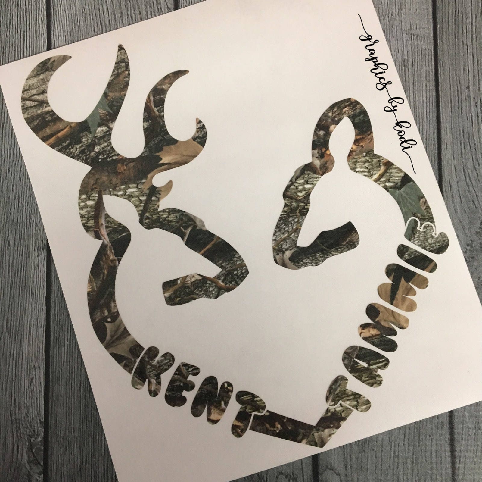 Deer Heart Decal Personalized Deer Couple Decal Browning