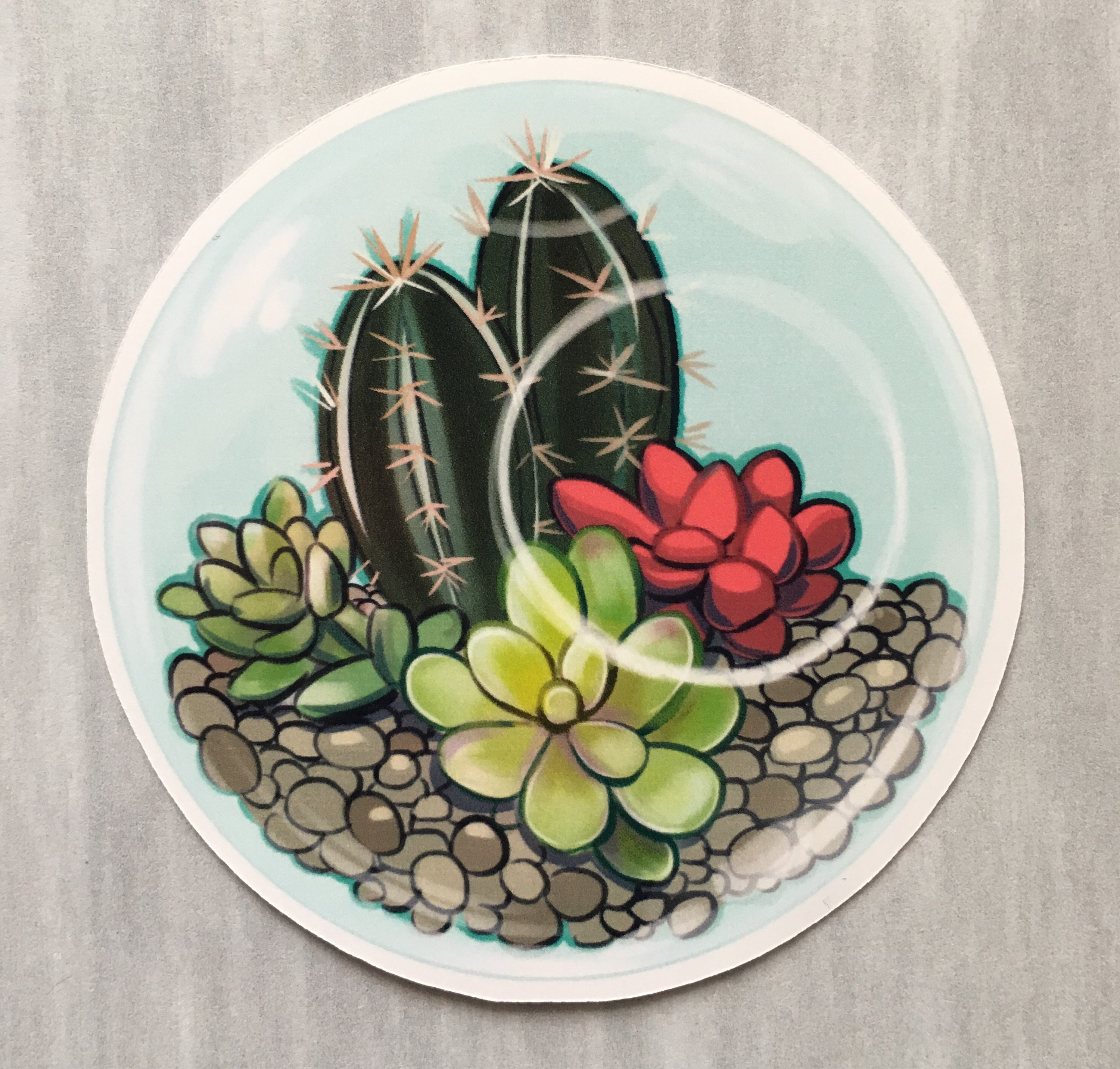 Aesthetic sticker art Succulent Terrarium notebook sticker