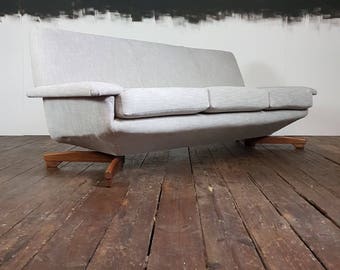 Vtg Mid Century Rare Reupholstered Toothill Floating Sofa Danish Design Teak