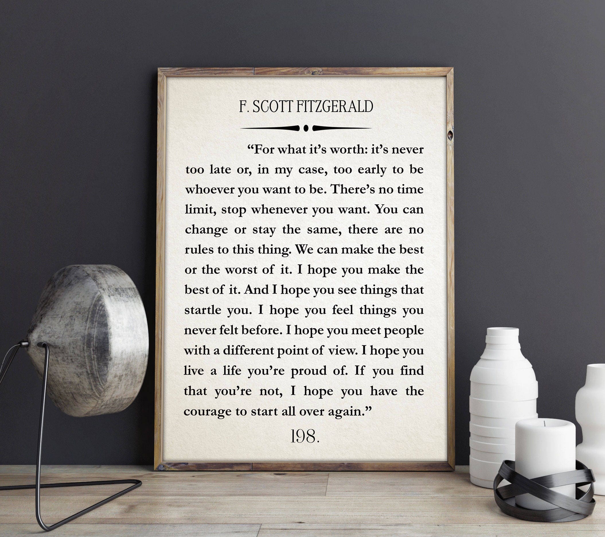 F Scott Fitzgerald Quote Great Gatsby Poster Great Gatsby Wall Art Literary Quote Literary Quote Inspiring Gift Inspiring Christmas Gift