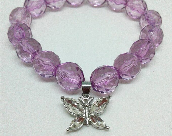 Purple Silver Butterfly Bracelet, Beadwork,Statements Piece, Lupus Warrior, Gift for Her.