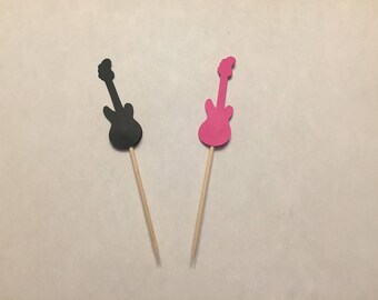 24 guitar toothpicks, rockstar baby shower, rockstar birthday, music theme, music birthday, appetizer picks, food picks, cupcake toppers