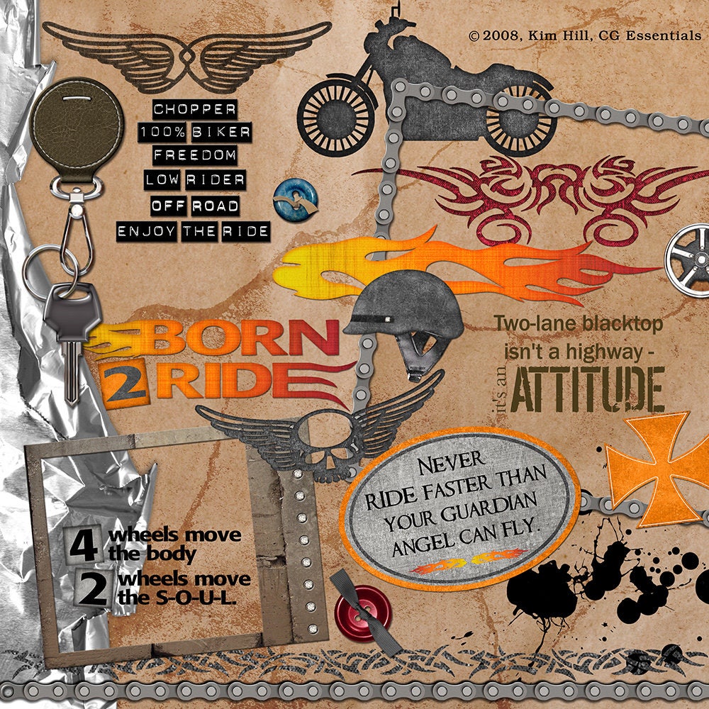 Motorcycle Scrapbook Kit Born To Ride digital