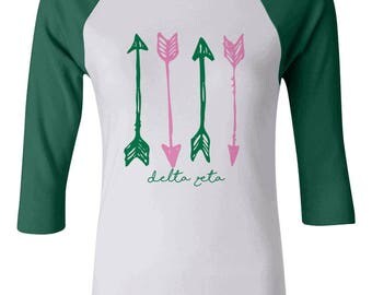 Delta Zeta Arrows Bella + Canvas Baby Rib Raglan