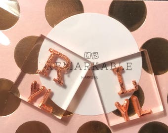 Custom X-Ray markers with rose gold letters and initials