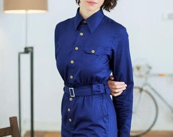 OUTLET Designer JumpSuit, Navy Blue Jumpsuit, Elegant Jumpsuit, Womens Overalls, Unique