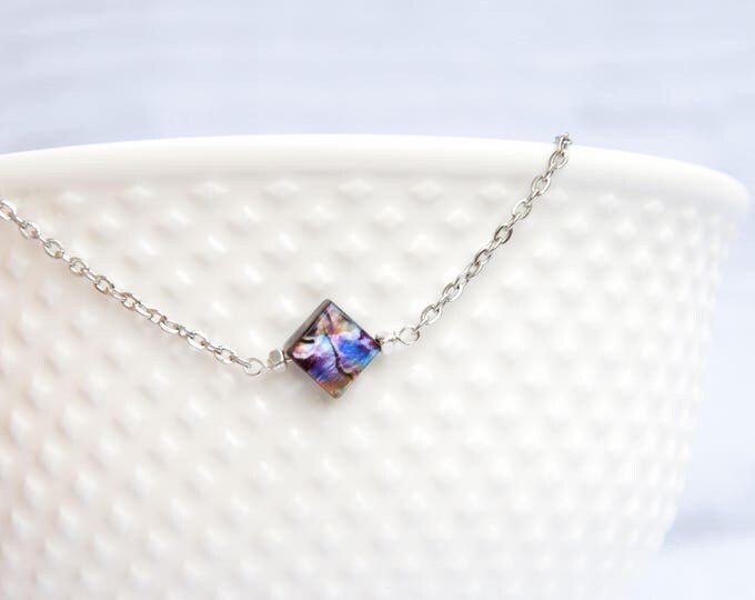 Square bracelet, Mother pearl jewelry, Iridescent bracelet, Chain bead bracelet, Mother pearl bracelet, Mother of pearl gift anniversary