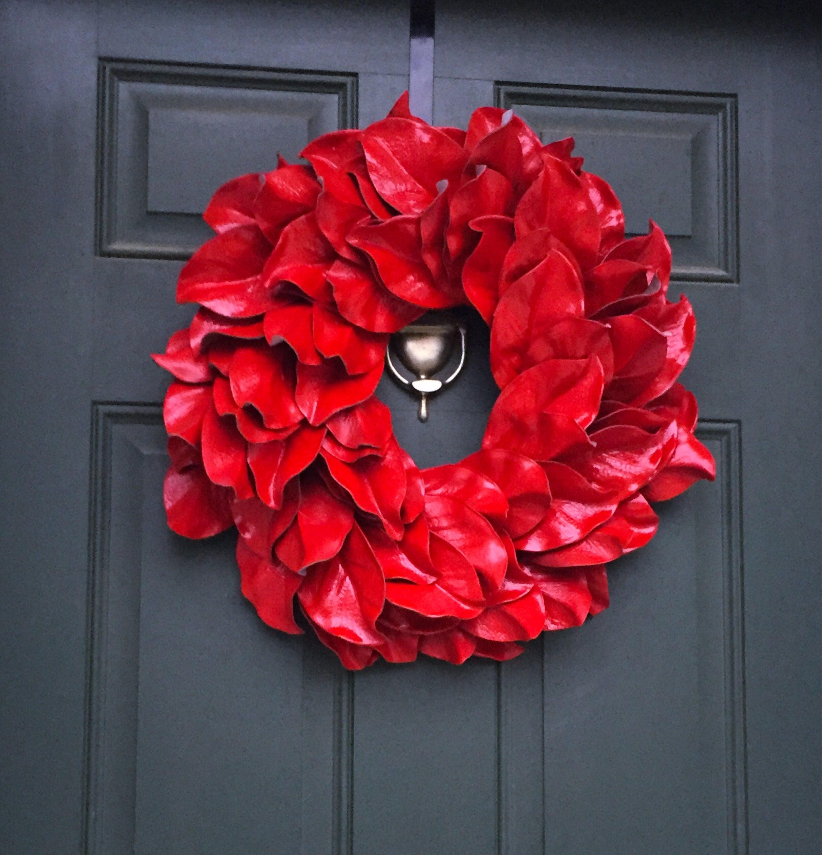 Magnolia Wreath 16 Red Leaves Everyday Fixer Upper