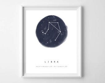 Libra Sign Print, Printable Art, Libra Zodiac, Watercolor Libra, Libra Art Print, Libra Gifts, Zodiac Art Print, Zodiac Sign, Astrology Art