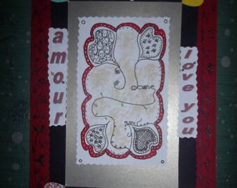 love/Valentine's day made "doodling" handmade card