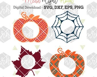 Fall monogram svg, pumpkin SVG, Halloween svg INSTANT DOWNLOAD vector files for cutting machines - svg, png, dxf, eps - monograms not incl.