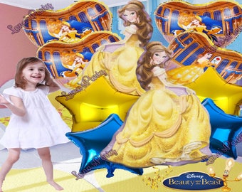 10PC SET Jumbo Belle Beauty and the Beast Balloon for Princess Birthday Party 36 Inch 14" Disney balloons