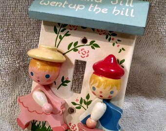 Jack and Jill Wooden Light Switch Plate Cover