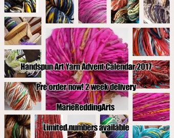 Handspun Art Yarn Advent Calendar 2017 MINI 300g christmas luxury handmade gift themed 17 options knitting crochet silk merino sparkle beads