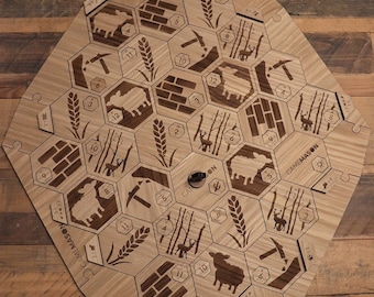 Custom Catan Set (White Oak), 5-6 Player Expansion w/Hex Insets