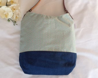 Green Hobo Bag, Longchamp,Cotton, Denim, Leather, Shoulder Bag, Shopping Bag