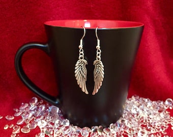 Silver angel wing earrings