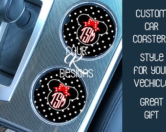 Disney Coaster, Cup Holder Coaster, Car Coaster, Disney, Car, Minnie Mouse, Road Trip, Disney, New Driver Gift, Disney Lover,Disney Monogram