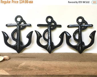 ON SALE Anchor Wall Hook Set - Coastal Bathroom Decor - Nautical Coat Hooks - Beach Bathroom Wall Decor - Nautical Towel Rack - Beach Towel