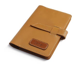 Personalised Passport Cover Passport Holder Passport Wallet - Light Brown Goatskin Leather