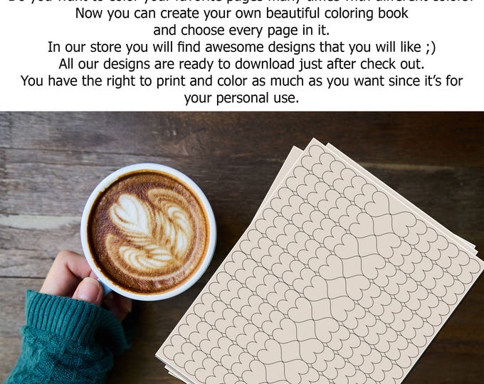 A4 Coloring Sheet, Easy Coloring Page, Simple Coloring Art, Hearts Pattern Coloring Art Of Relaxing, Stress Relief Page, Coloring Sheet Cute