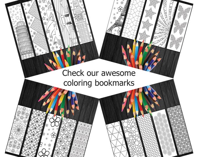 Color In Bookmarks, Printable Bookmarks, Instant Bookmarks, Flowers Bookmark, Adult Bookmarks, Pattern Bookmarks, Coloring Bookmarks Set