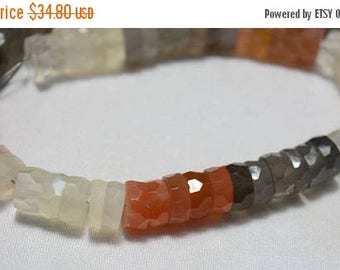 50% DISCOUNT Multi Moonstone Gemstone Heishi Beads, Moonstone Faceted Spacer Beads, Cut Tyre Beads, 8mm, 4.5 Inches Strand