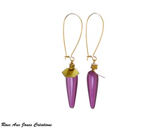 Purple drop earrings