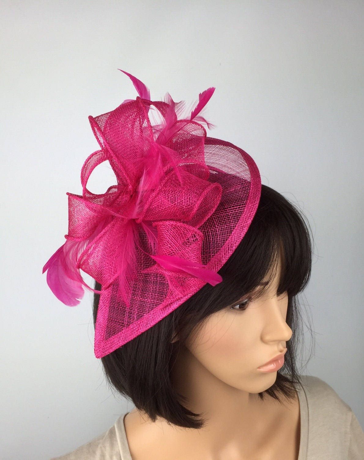 Fuchsia Pink Hot Pink Fascinator Sinamay Fascinator wedding