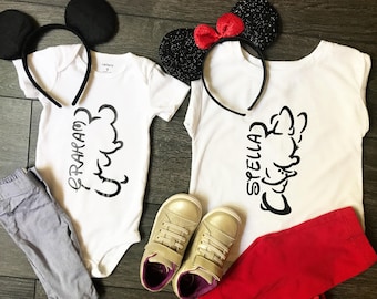 Personalized Mickey and Minnie Outline Disney Shirt