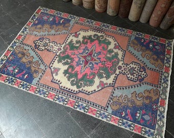 6.8'×4.4 Vintage Rug Oushak Rugs Area Rug Tribal Rug Turkish Rug Rustic Rug Handmade Rug Kilim Rugs Home living, Floor Rugs Rugs Carpet
