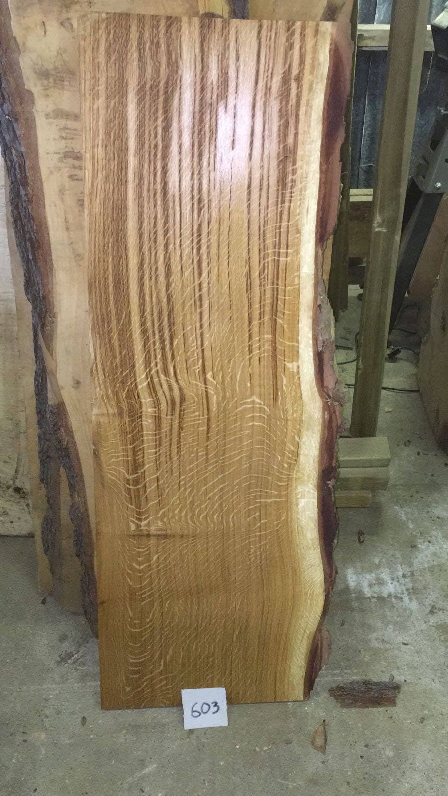 Rare slabs of Liveedge Tiger Stripe Oak with one straight