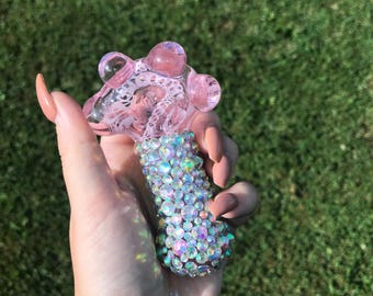Pink Lace Crystallized Glass Pipe