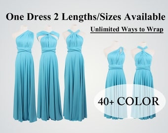 Turquoise bridesmaid dress, teal bridesmaid dress, Tiffany Blue dress,convertible wrap dress, formal dress,short multi wear dress,twist wrap