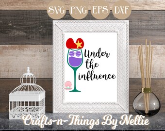 Ariel Disney Wine Glass SVG