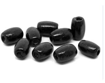 Set of 50 oval 12 mm x 8 mm wood beads