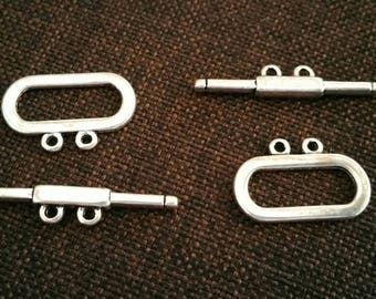 Set of 2 Toogles silver metal clasps